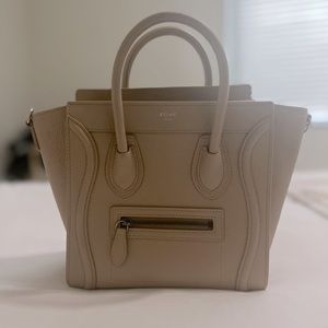 Tan Celine Nano Tote with cross body strap and dust bag!